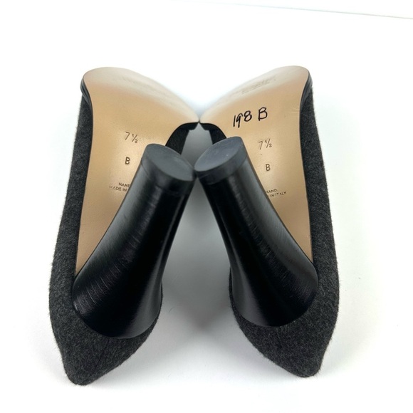 Walter Steiger Raffia Heel 7.5 Charcoal Black‎ Fabric Leather Trim Pumps New